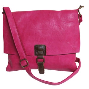 Messenger bag, shoulder bag, courier bag, shoulder bag, leather shoulder bag, plain bag, shoulder strap, laptop bag, leather bag Tasche Pink