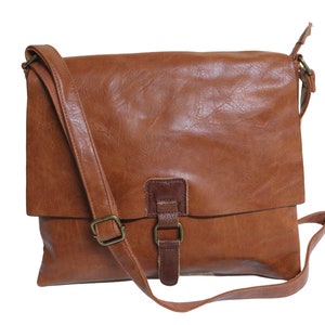 Messenger bag, shoulder bag, courier bag, shoulder bag, leather shoulder bag, plain bag, shoulder strap, laptop bag, leather bag Tasche Braun