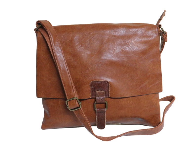 Messenger bag, shoulder bag, courier bag, shoulder bag, leather shoulder bag, plain bag, shoulder strap, laptop bag, leather bag Tasche Braun