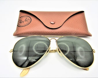 Vintage Rare 1/20 10K Gold Filled Bausch Lomb B&L Ray-Ban Shooter / Aviator Sunglasses with Genuine Ray-Ban Case in Excellent Condition!!!