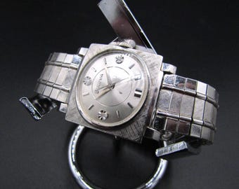 Vintage Rare Gents 1967 Bulova Beau Brummell "I" 10K White GF Case  Watch w/ Genuine Diamonds in Excellent Cosmetic & Working Condition!!!