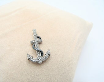 Beautiful JWBR Anchor Sterling Silver Pendant with 40 Cut Blue and White Genuine Diamonds!!!!