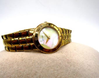 RARE Vintage GUCCI 6400L WHITE Dial Gold Plated Bracelet
