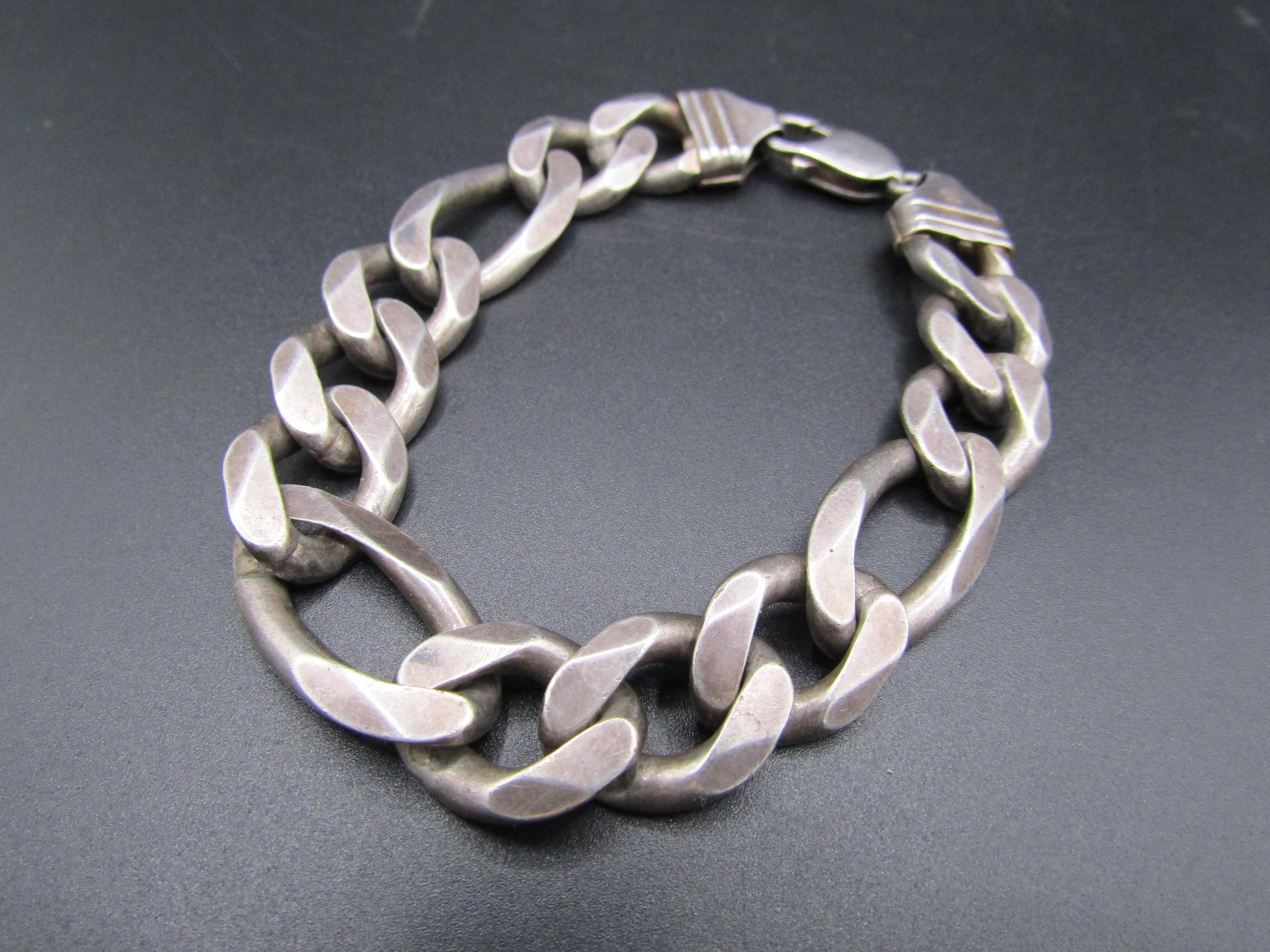 ヴィンテージブレスレット silver 925 italy Vintage Rare Heavy AGI Made in Italy Sterling Silver 925 Biker
