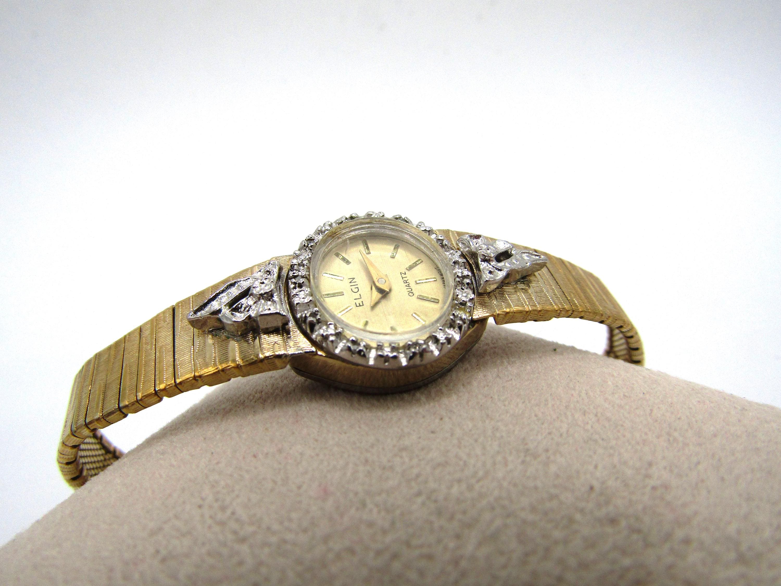 Vintage Rare Beautiful Elgin Ladies Cocktail X10 Genuine Diamonds