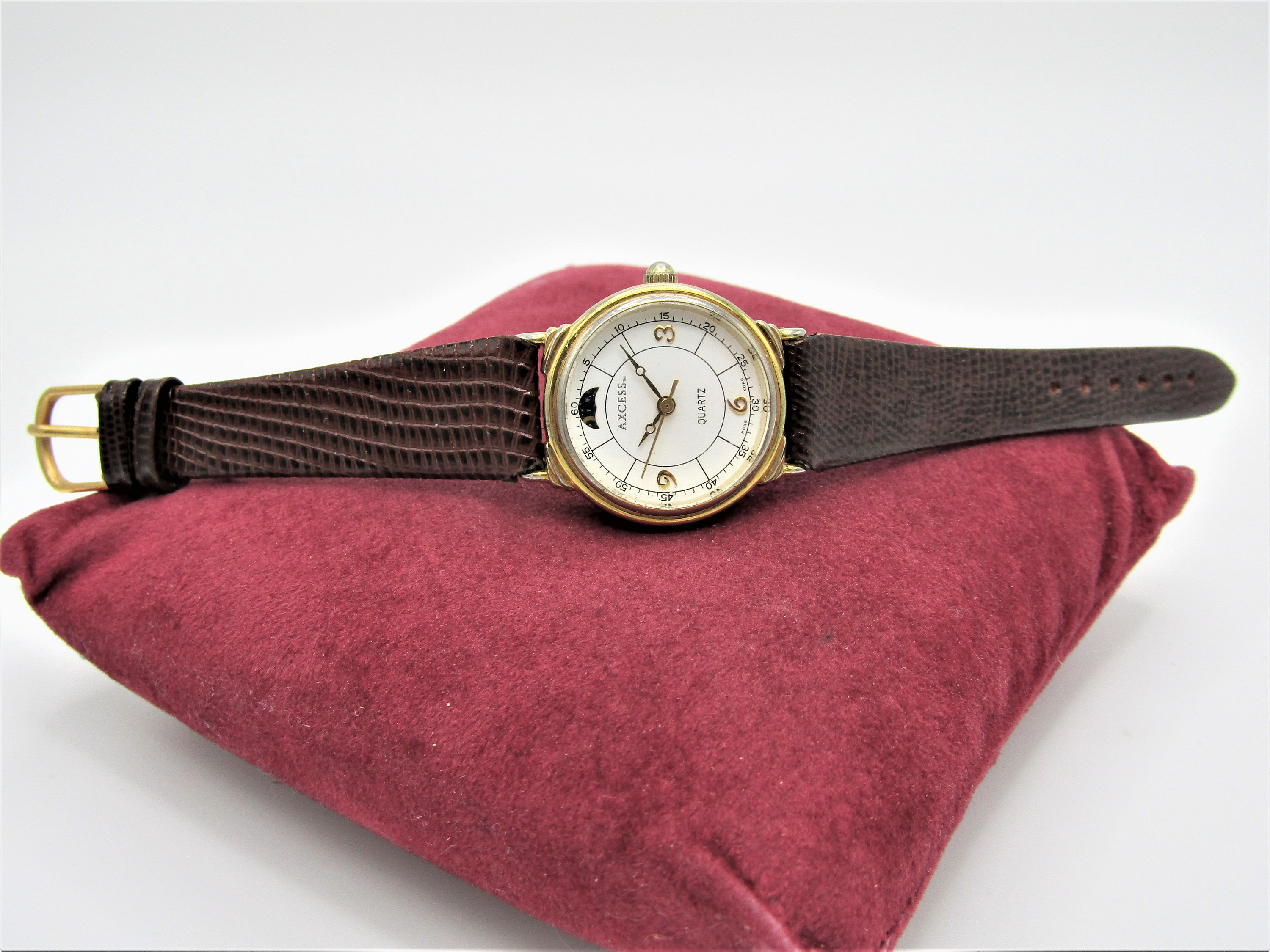 Vintage Rare Axcess Quartz Ladies Moon Phase Watch With JB