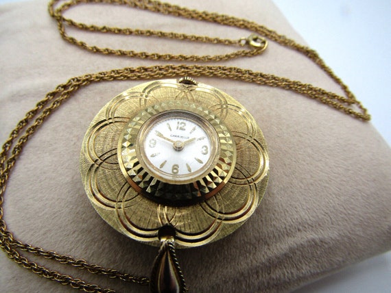 Vintage Rare Beautiful Caravelle by Bulova Winding 7 Jewel Pendant Clock Watch With 12K GF Chain in Excellent Cosmetic Working Condition Etsy UK