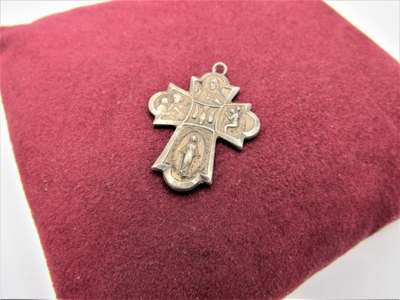 Vintage Beautiful Rare 4 Way Cross St Mary Medal … - image 2