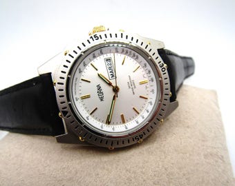 Vintage Beautiful Rare Medana Tachymetre Quartz Watch with Rotating Bezel in Excellent Cosmetic and Working Condition!!!