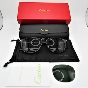 Beautiful Genuine Cartier CT0011S 002 CAT 2 P DOUBL32010 Sunglasses w/ Cartier Box, Case, Pouch, Cloth & Paperwork in Excellent Condition!!!