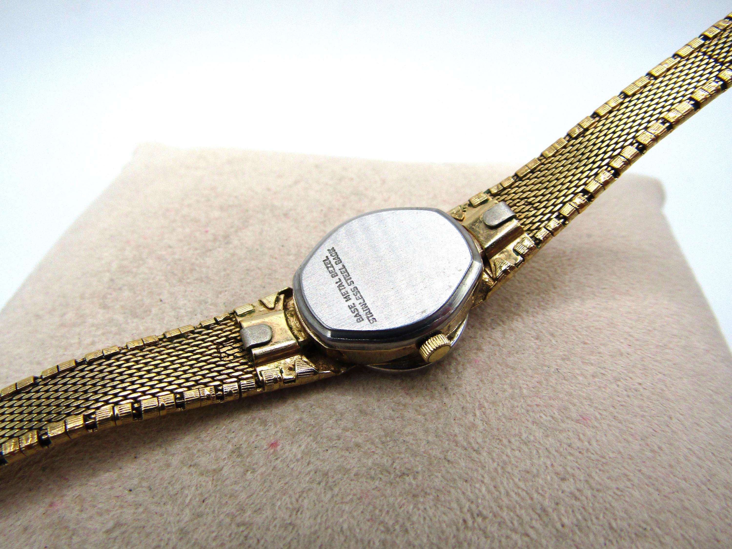 涼*マ様 アンティークELGIN 金メッキクォーツ腕時計 純金1g文字盤　ダイヤ Vintage Rare Beautiful Elgin Ladies Cocktail X10 Genuine Diamonds