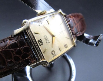 Beautiful Vintage Gents Gruen Veri-Thin Sub Second 10K GF Bezel Tank Art Deco Swiss Made Watch in Excellent Cosmetic & Working Condition!!!