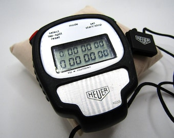 Vintage Rare Heuer (Tag Heuer) Microsplit Model 1035 Digital Stopwatch with Original Lanyard in Excellent Cosmetic and Working Condition!!!