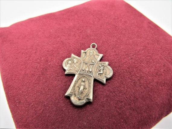 Vintage Beautiful Rare 4 Way Cross St Mary Medal … - image 3