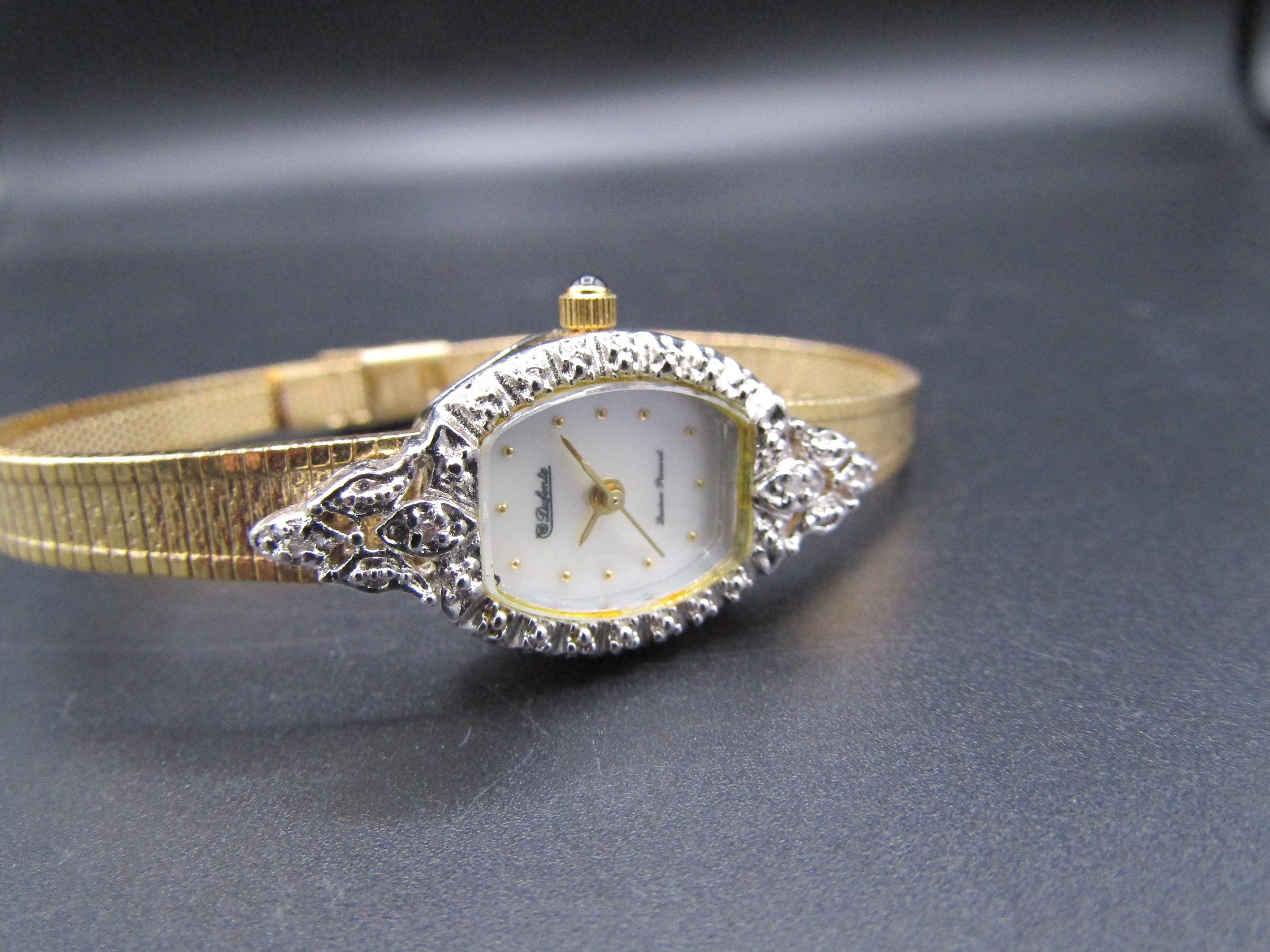 Dufonte Lucien Piccard Womens Diamond Watch Gold Tone Dainty Dress New Battery Lot - LUCIEN PICCARD, DUFONTE, DIAMOND BEZEL WOMEN main image 3