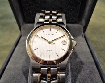 Vintage Quality Lagair 715 Date 10 ATM ETA 955.114 Swiss Made Watch with 7 Jewels and Beautiful Textured Dial - New in Box!!!