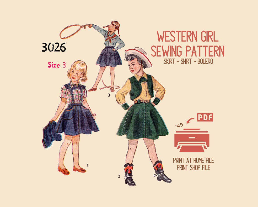 Western Rodeo Pattern Western Style Rodeo Cowgirl Sewing Pattern - Size 3 (digital Download ...