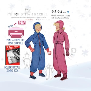 Child's 1930s Snowsuit Sewing Pattern - Size 2 McCall 9894 (Digital Download)
