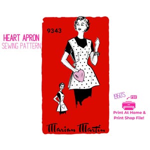 1950s Heart Apron Sewing Pattern (Digital Download) Easy Make Pattern