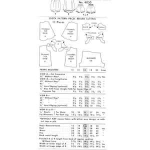 Size medium 1950s babydoll pajama sewing pattern, vintage women’s sleepwear set with shorts and airy tops, retro floral and pastel designs, printable PDF download