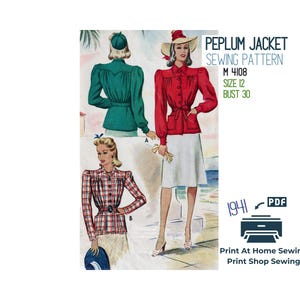 Cartamodello per giacca peplum vintage del 1941 McCall 4108 (cartamodello in PDF)