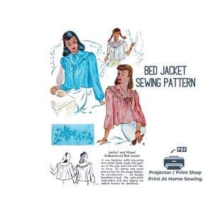 Patrón de costura para chaqueta de cama de moda: Cubrecama bordado estilo años 40 (Talla mediana - Descarga digital)