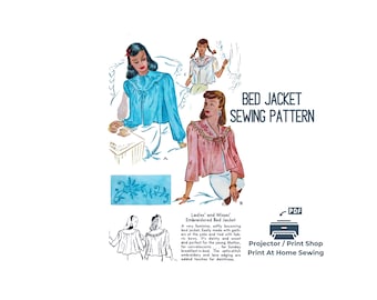 Cartamodello alla moda per giacca da letto: copriletto ricamato in stile vintage anni '40 (taglia media - download digitale)