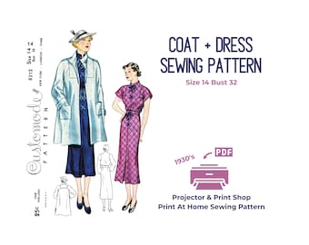 Patron De Couture Vintage Simplicity Années 1930 - Robe Taille B34 - Modèle 2339 (1439R) - Neuf Non Découpé