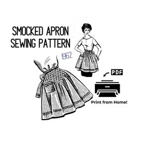 Smocked Hostess Apron Sewing Pattern 1960s PDF Digital Download