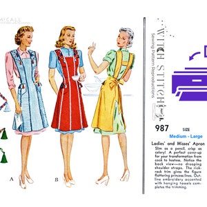 Vintage Apron Sewing Pattern McCall 987 Digital Reproduction PDF