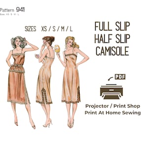 Caraco vintage lingerie slip patron de couture PDF reproduction numérique des années 1970 mode sous-vêtements patron de couture