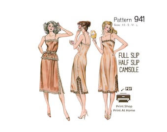 1970s Lingerie Sewing Pattern: Full Slip, Camisole, Half Slip (PDF)