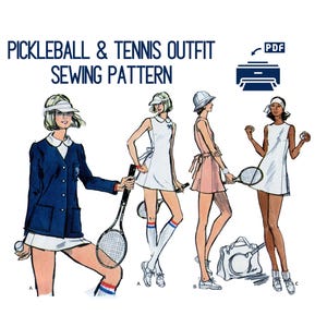 Pickleball Tennis Outfit Sewing Pattern PDF: Vintage 1973 Dress, Jacket & Briefs (Bust 34)