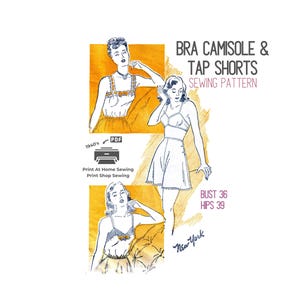 1940s Lingerie Sewing Pattern: Bra, Camisole, Shorts (PDF) Bust 36 Hips 39