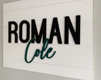 Rectangle Shiplap Name Board | Wooden Name Sign | round | Nursery Decor | Baby Shower Decoration | Baby Gift
