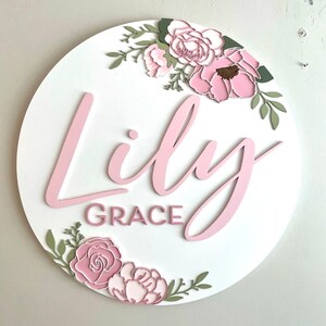 Personalized Floral 3D Baby Name Sign: Nursery Wall Art