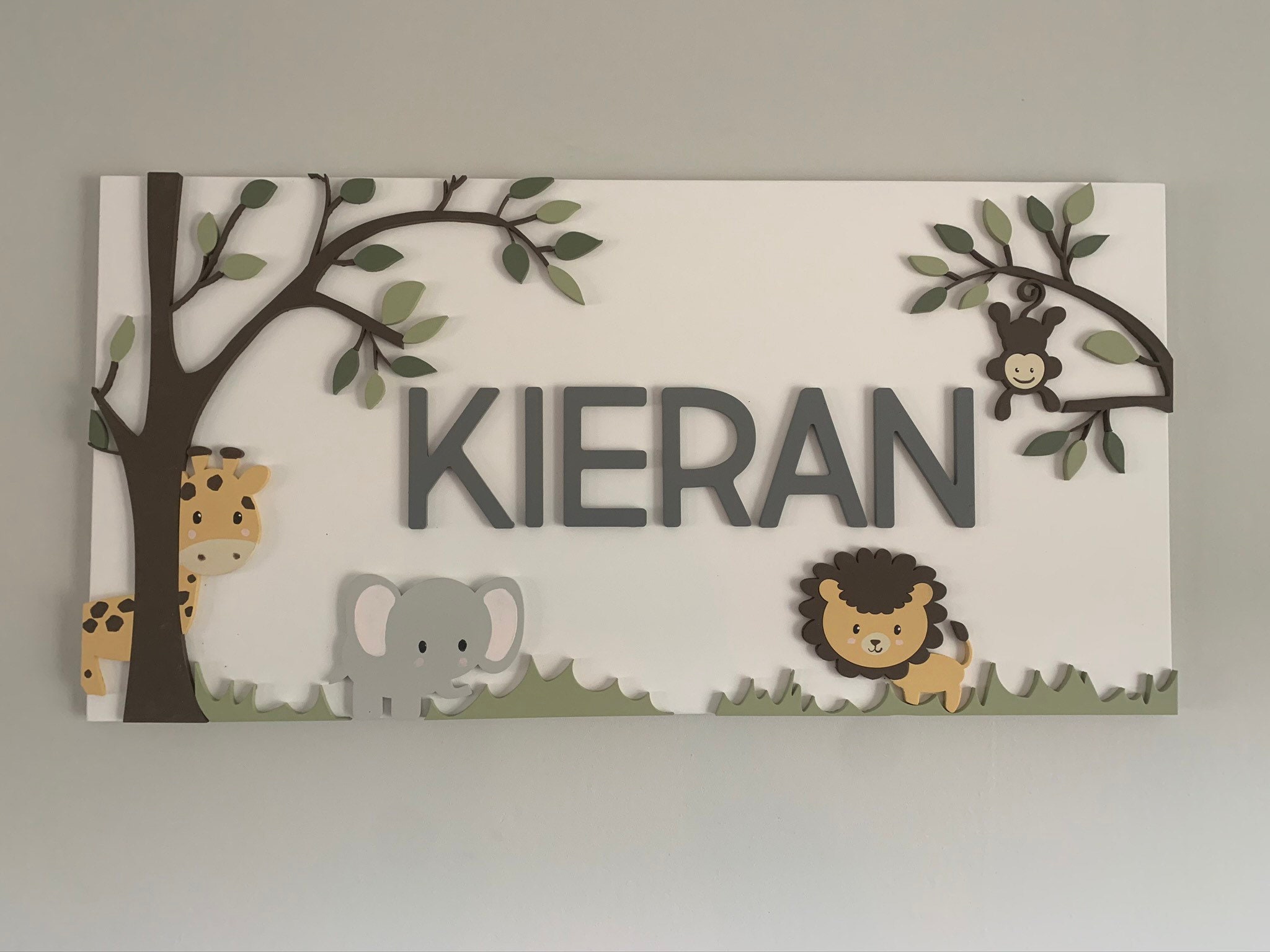 Jungle Safari Wood Name Sign Rectangle Sign Nursery lion Etsy