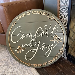 Comfort and Joy Christmas Sign: Rustic Farmhouse Holiday Decor