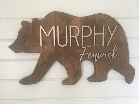 Custom Wood Name Sign Nursery Decor Bear Mountain Woodland - Etsy Custom Wood Name Sign Nursery Decor Bear Mountain Woodland - Etsy