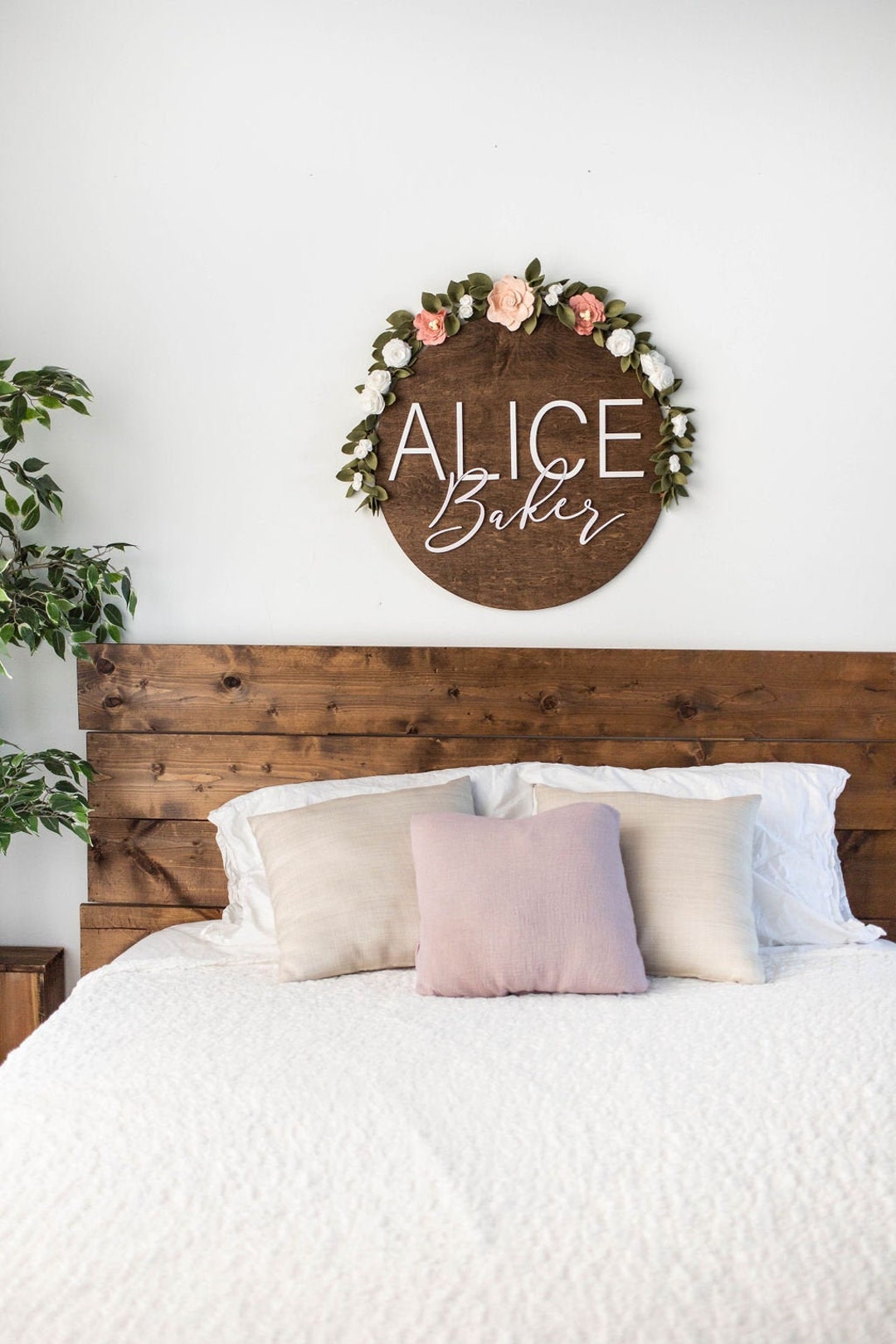 Custom Wooden Name Sign: Floral Nursery Decor - Etsy
