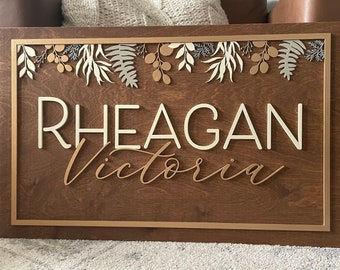 Custom Wood Name Sign: Hanging Branches Nursery Decor
