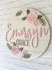 Custom Wood baby Name Sign | Round Sign | Floral | shiplap | rose | Nursery Wall Art | Baby Shower Gift  | Girls room decor 