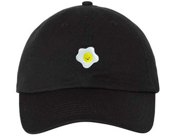 Cute Anime Fried Egg Character Logo Embroidery on Unstructured Relax Fit Dad Hat Adjustable Baseball Cap