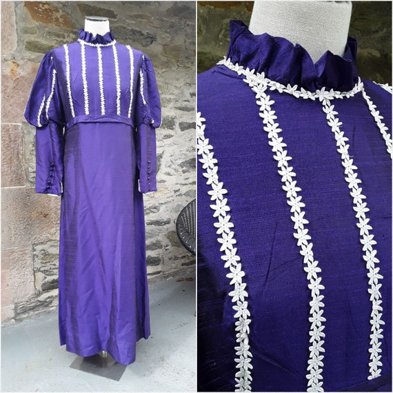 1970s Maxi Dress with Leg of Mutton Sleeves in Viv