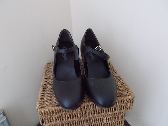 SALE 1940s Mary Jane Dance Shoes. Black Leather, … - image 2