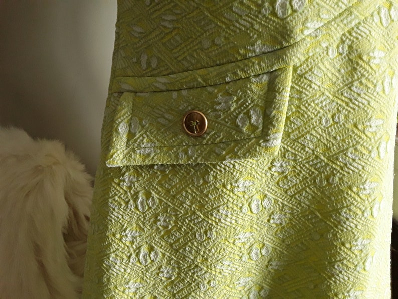 Fresh 1960s Crimplene Mod Dress By /'Mademoiselle/' A-Line in mouth watering Lemon and Lime uk M