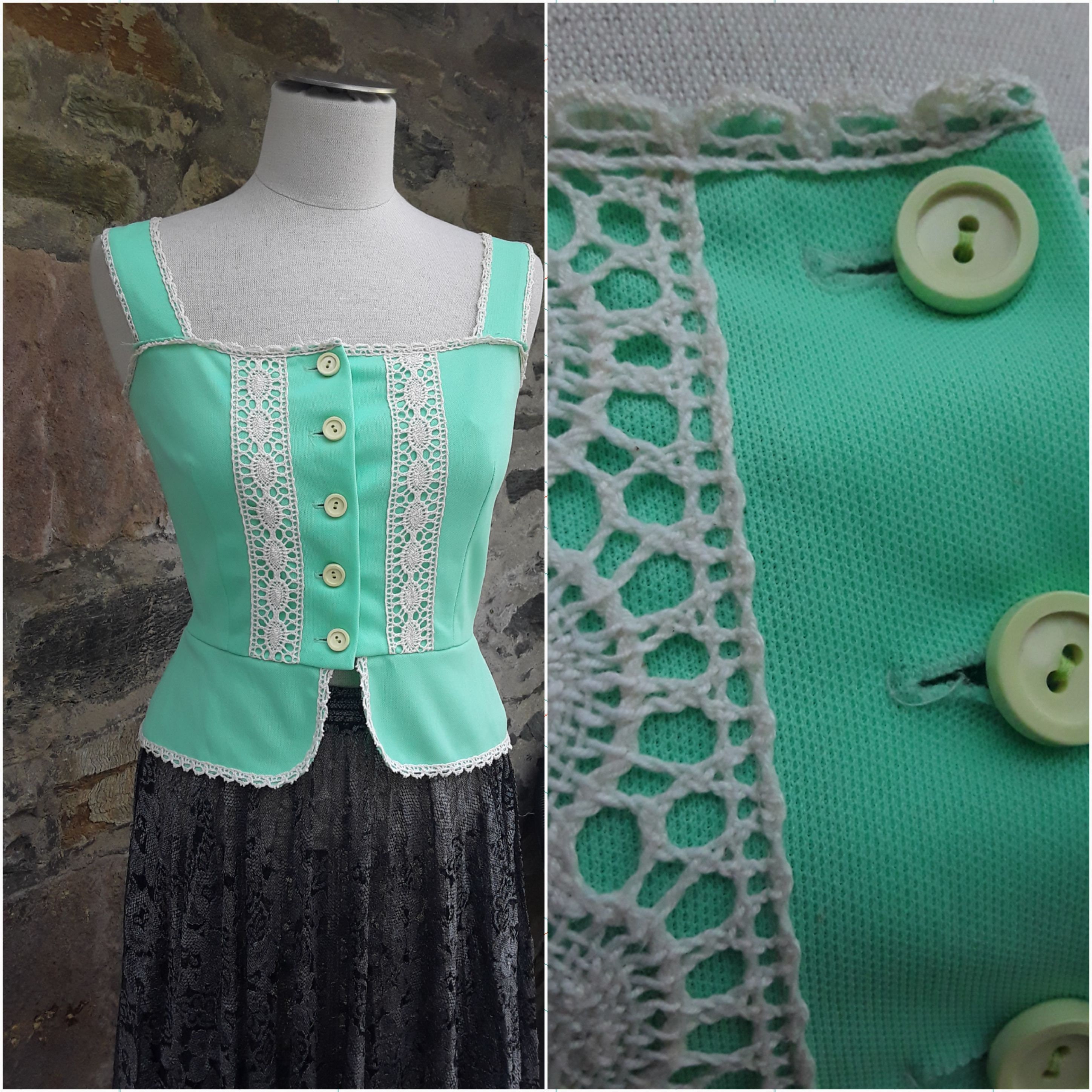 Image of Super Cute S Crimplene Summer Top. Peplum Waist. Uk S