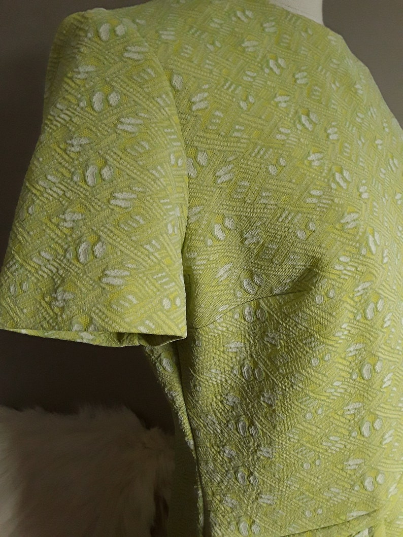 Fresh 1960s Crimplene Mod Dress By /'Mademoiselle/' A-Line in mouth watering Lemon and Lime uk M