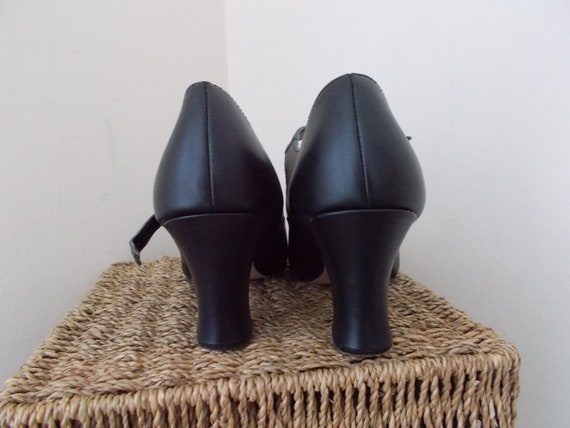 SALE 1940s Mary Jane Dance Shoes. Black Leather, … - image 3