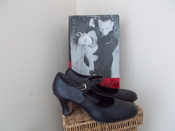 SALE 1940s Mary Jane Dance Shoes. Black Leather, … - image 8